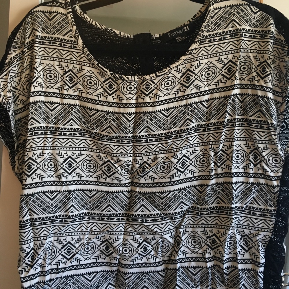aztec black& white shirt